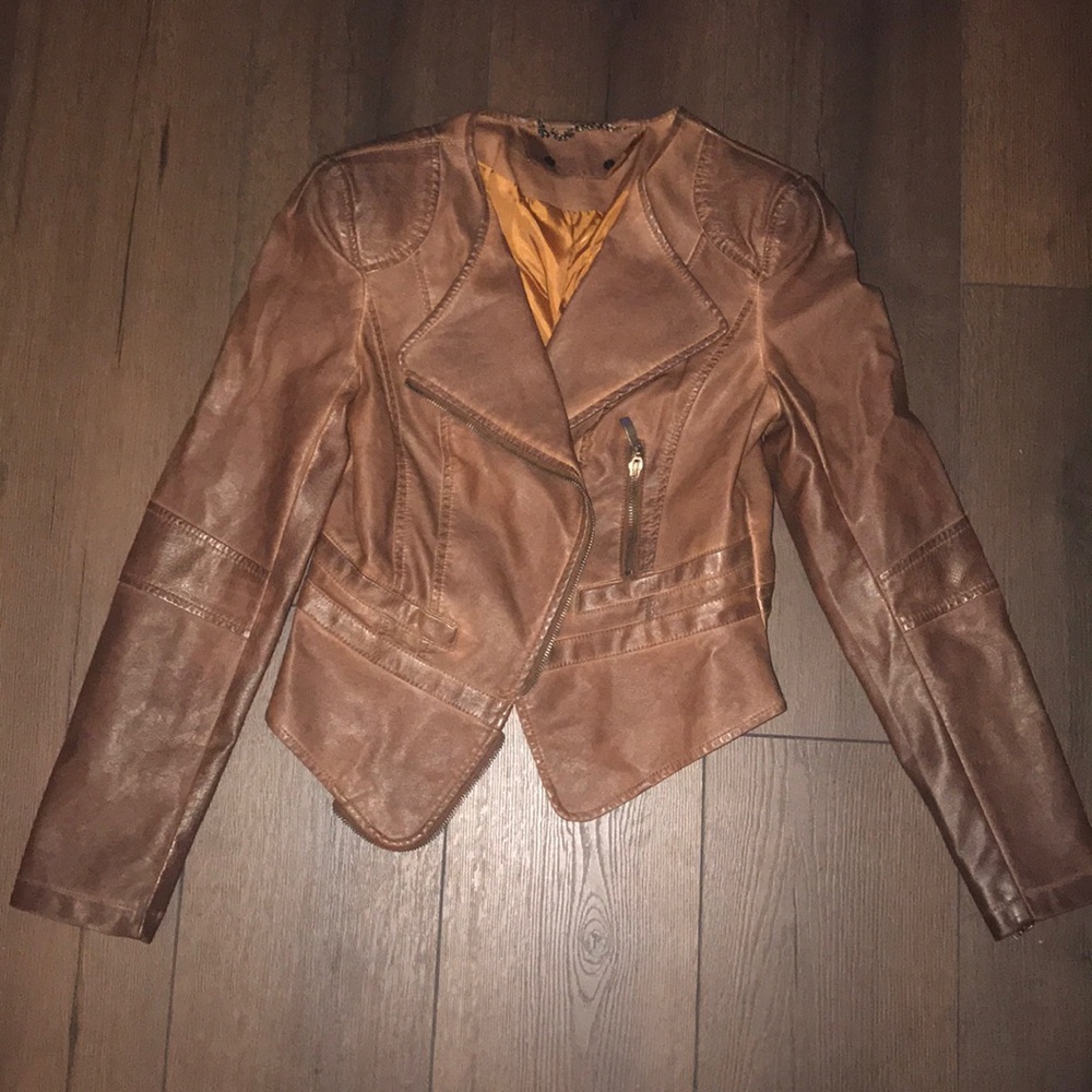 Distressed Look Faux Leather Jacket